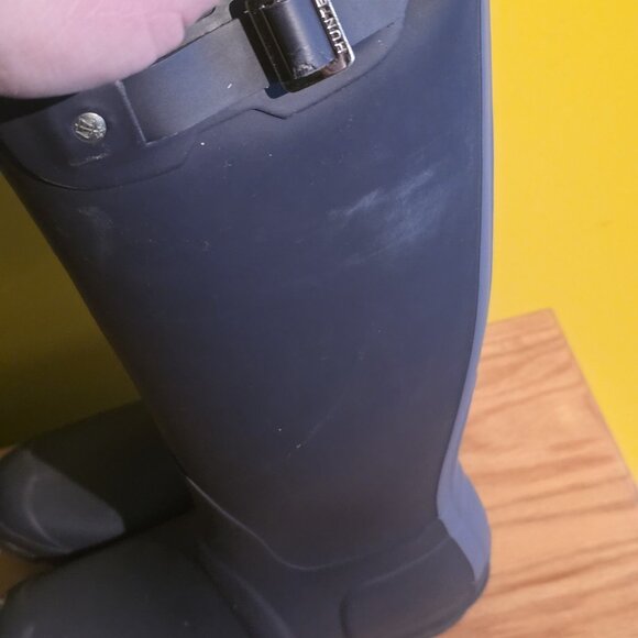 Hunter Womens Matte Navy Blue Size 8 Original Tall Rubber Rain Boots Waterproof - Picture 6 of 10